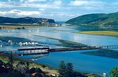 The Outeniqua "Choo-Choo" train crossing Knysna Lagoon